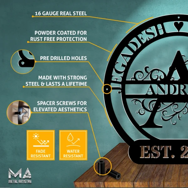 Floral Family Unity Personalized Metal Sign