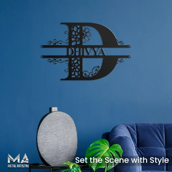 Floral Monogram Personalized Metal Sign