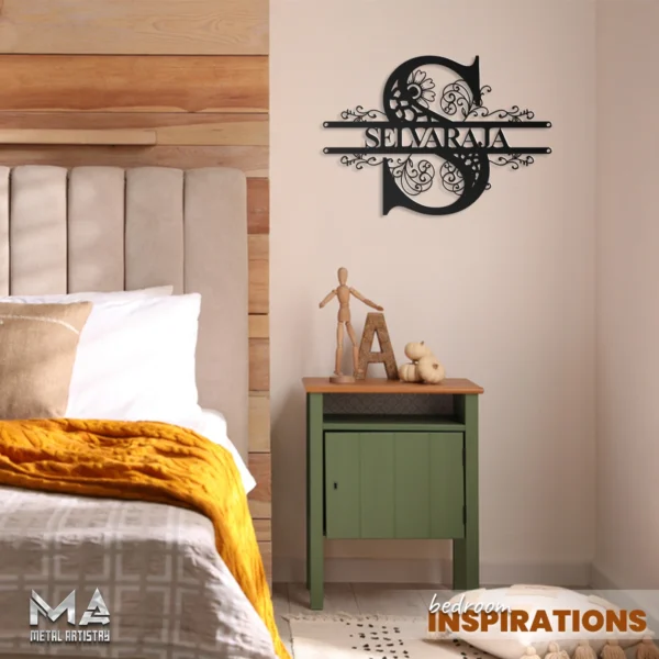 Floral Monogram Personalized Metal Sign