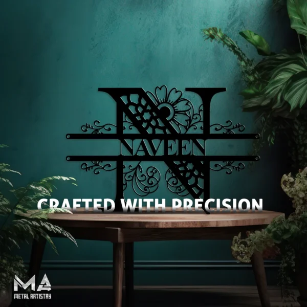 Floral Monogram Personalized Metal Sign