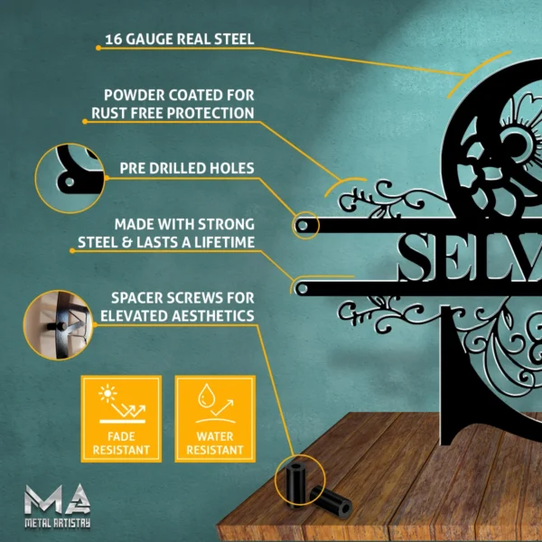 Floral Monogram Personalized Metal Sign