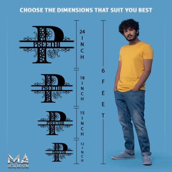 Floral Monogram Personalized Metal Sign