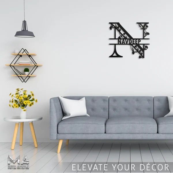 Floral Monogram Personalized Metal Sign