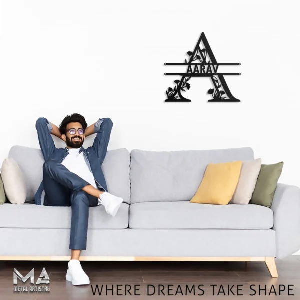 Floral Monogram Personalized Metal Sign