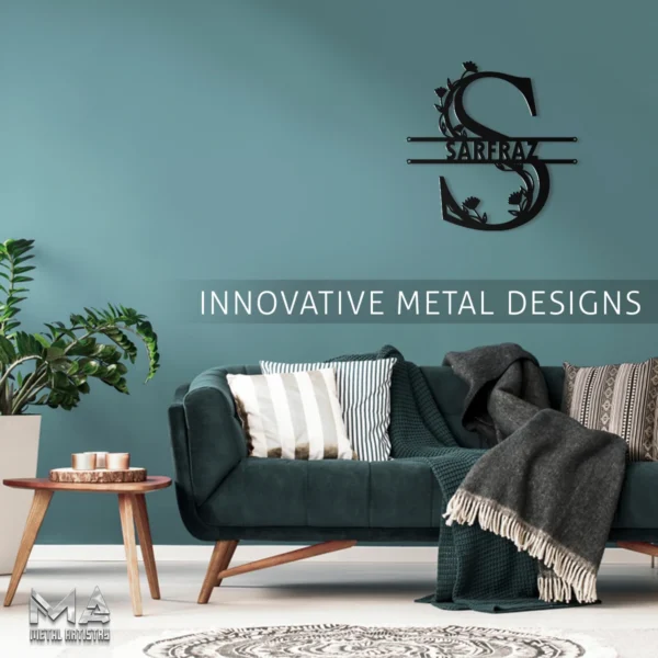 Floral Monogram Personalized Metal Sign