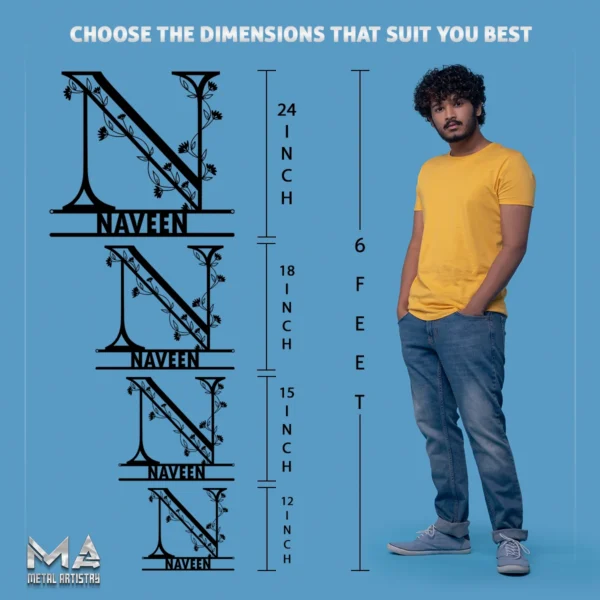 Floral Monogram Personalized Metal Sign