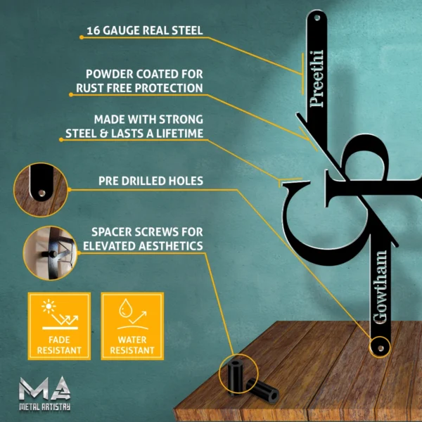 Stylish Duo Minimalistic Personalized Metal Sign