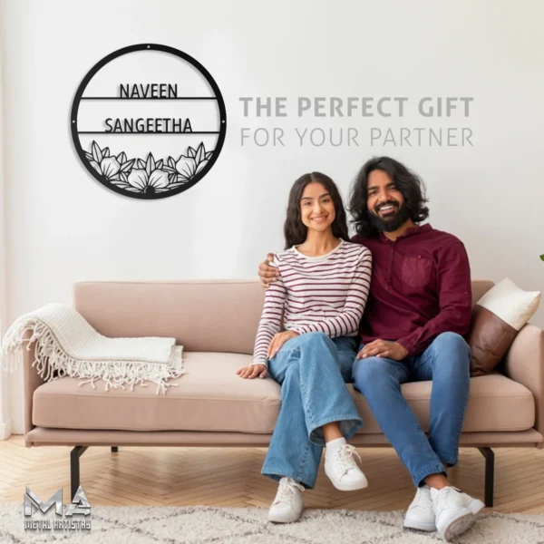 Floral Circle Minimalist Personalized Metal Sign