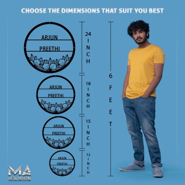 Floral Circle Minimalist Personalized Metal Sign