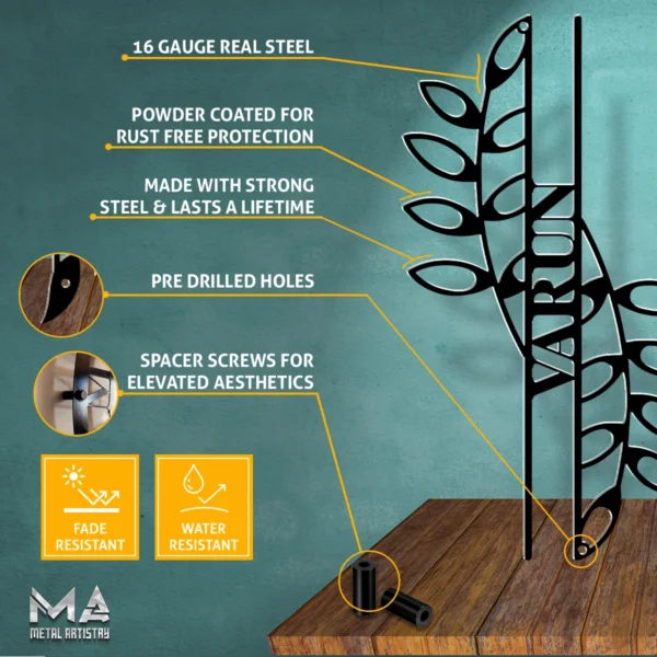 Leafy Elegance Personalized Metal Sign