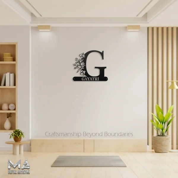 Floral Initial Bloom Personalized Metal Sign