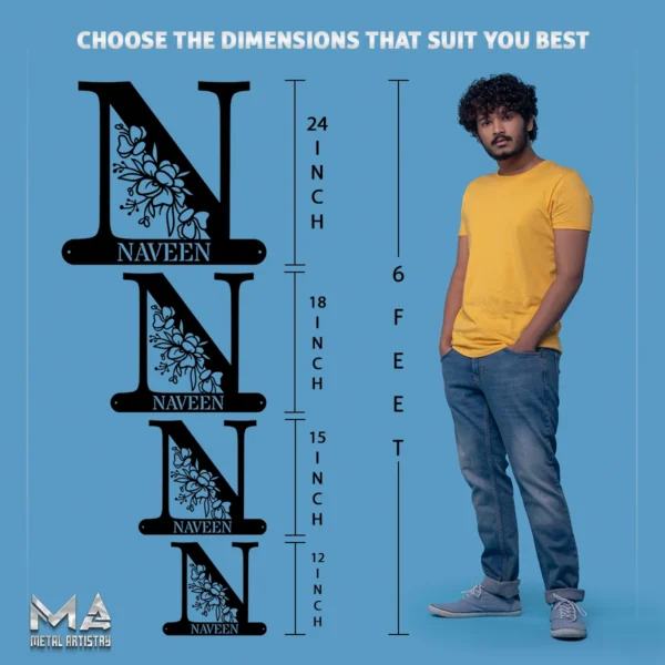 Floral Initial Bloom Personalized Metal Sign