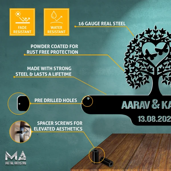 Fluttering Love Tree Personalized Metal Sign