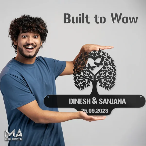 Fluttering Love Tree Personalized Metal Sign