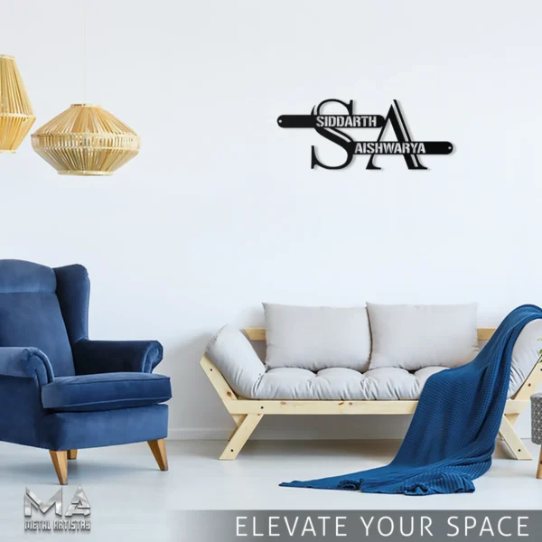 Stylish Initials Personalized Metal Sign