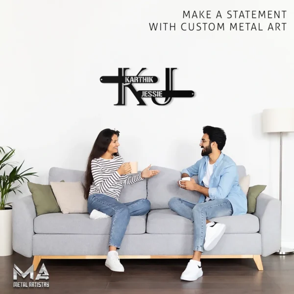 Stylish Initials Personalized Metal Sign