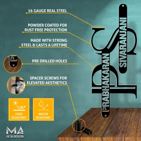 Stylish Initials Personalized Metal Sign