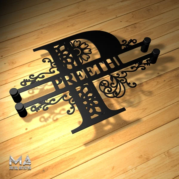 Floral Monogram Personalized Metal Sign