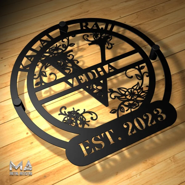 Floral Harmony Family Personalized Metal Sign