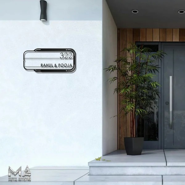 Elegant Door Name and Number Personalized Metal Sign