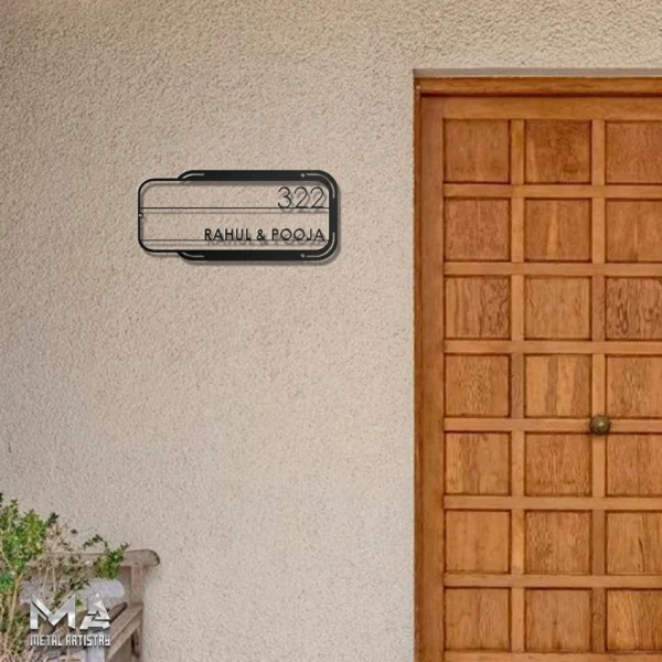 Elegant Door Name and Number Personalized Metal Sign