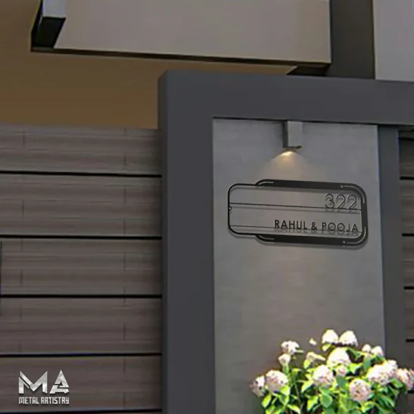 Elegant Door Name and Number Personalized Metal Sign