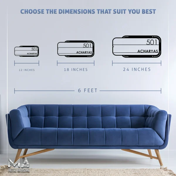 Elegant Door Name and Number Personalized Metal Sign