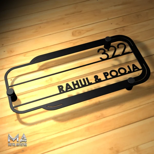 Elegant Door Name and Number Personalized Metal Sign