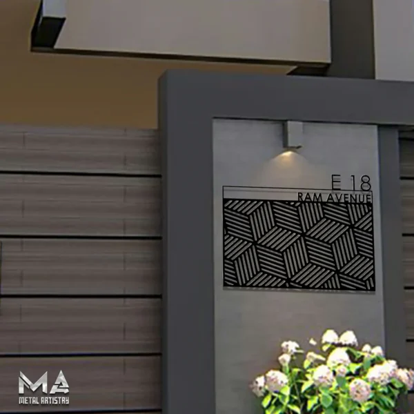 Modern House Number Plate Personalized Metal Sign