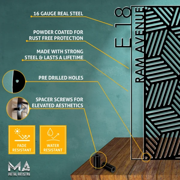 Modern House Number Plate Personalized Metal Sign