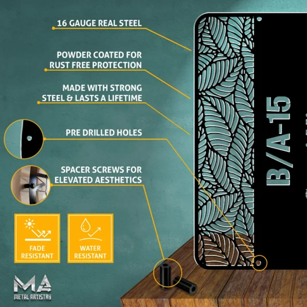 Artistic Door Number and Name Personalized Metal Sign